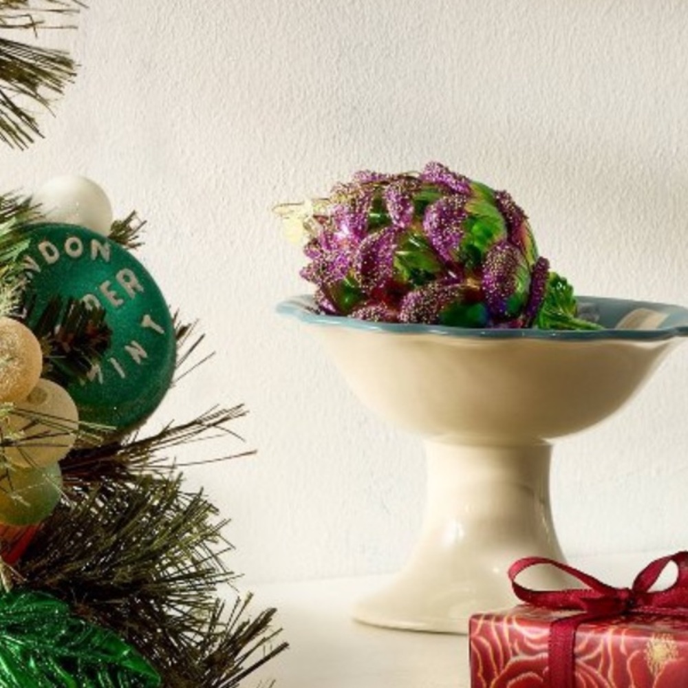 Artichoke Festive Green and Purple Ornament or vase filler - Picture 4 of 5